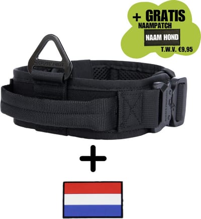 Always Prepared® Combi-Deal – Hondenhalsband + Nederlandse Vlag Patch – One Size – Stevig, Verstelbaar & Uniek – Voor Middelgrote en Grote Honden