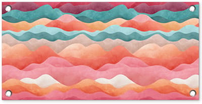 Tuinposter 60x30 cm - Tuindecoratie Golven - Kleurrijk - Abstract - Poster voor in de tuin - Buiten decoratie - Schutting tuinschilderij - Tuindoek muurdecoratie - Wanddecoratie balkondoek