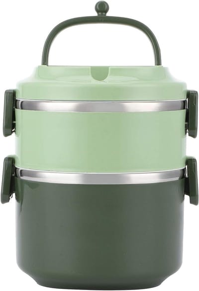Lunch Box - Thermos Container - Warm Eten Meenemen - Dubbelwandig RVS - Middelgroot - Groen