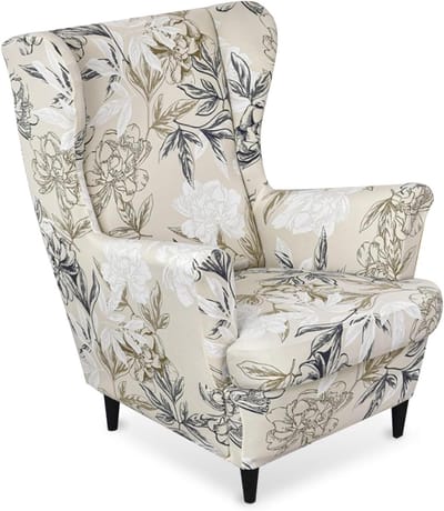 2-delig bedrukte oorfauteuilhoes wasbare stoelovertrek meubelbescherming voor woonkamer slaapkamer hotel (elegant) - Fauteuilhoes