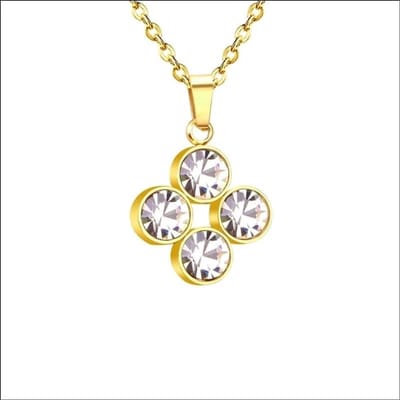 Aramat Jewels | Halskettingen | Stalen Halsketting met zirkonia hanger | Goudkleurig | |1,5mm | Staal | Volwassenen | Verkleurd niet