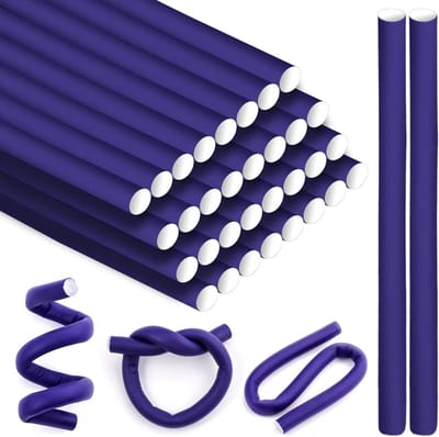 30 Stuks Geen Hitte Krulspelden - Flexibele Haarrollers - Schuim Haarrollers - Paars - Permanente Golf Haar Krullers voor Vrouwen en Meisjes - Lang en Kort Haar