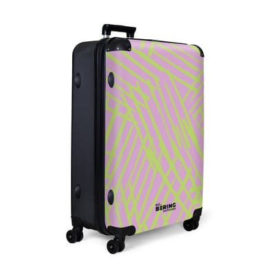 NoBoringSuitcases.com® - Koffer groot - Reiskoffer lichtgewicht - Paars met groene lijnen - Rolkoffer met 4 wielen - Grote trolley XL - 98 liter bagage
