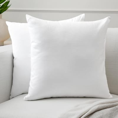 Kussens 2pc Set (40 x 40cm) - Wit - massief geverfd katoenen doek, decoratieve grote vierkante wasbare kussens voor woonkamer, bank, slaapkamer, huis & hotel