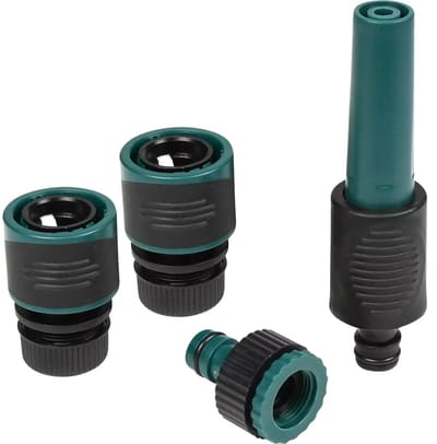 Benson Waterkoppelset 4-delig - Verstelbare sproeikop - Soft grip - Inclusief terugslagklep