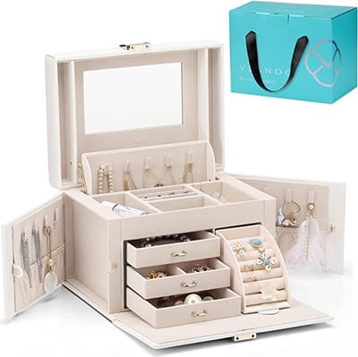 Travel Jewelry Box for Women / watch box jewelry box \Jewelry Holders Portable Jewelry Organizer Case for Necklace Earrings Rings - Drawers Jewelry Storage Box /Juwelendoos