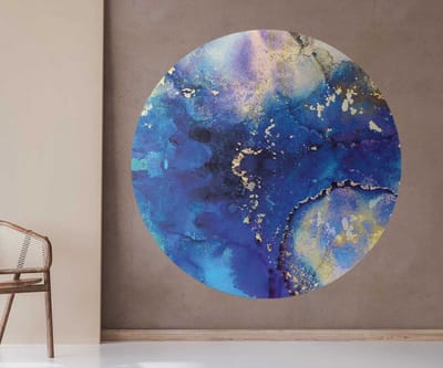 Behangcirkel 100cm Acrylic blue gold - Wallz