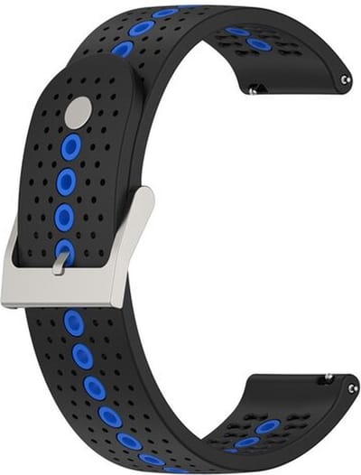 By Qubix - Geschikt voor Garmin bandje - Dot Pattern bandje - Zwart met blauw - Geschikt voor Garmin Vivoactive 6 / 5 / 3 - Smartwatch bandje 20mm