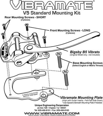 Vibramate Bigsby V5 Adapter voor Gibson Les Paul - Goud