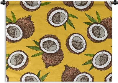 Wandkleed - Wanddoek - Kokosnoot - Hawaii - Tropisch - Bladeren - Design - 60x45 cm - Wandtapijt