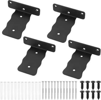 4 stuks plankbeugels voor zware lasten, L plankhoek, plankdragers, metaal, onzichtbare plankhouders, zwevende wandplankhouder, plankhouder, plankdrager (Zwart, 10cm)