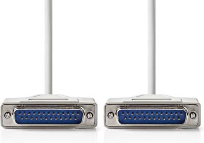 Nedis Seriële Kabel - D-SUB 25-Pins Male - D-SUB 25-Pins Male - Vernikkeld - 5.00 m - Rond - PVC - Ivoor - Polybag