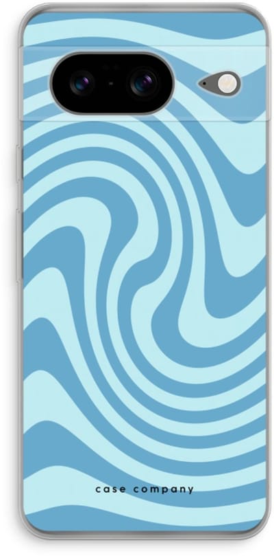 Case Company® - Hoesje geschikt voor Google Pixel 8 hoesje - Swirl Blauw - Soft Cover Telefoonhoesje - Bescherming aan alle Kanten en Schermrand