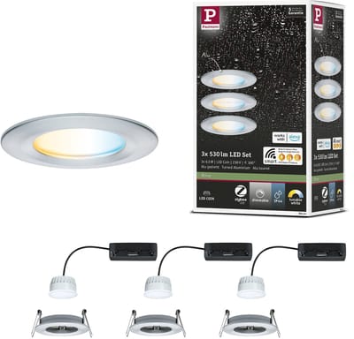 LED-inbouwlamp Nova Coin IP44 rond 78 mm Tunable White 3x6W 3x530lm 230V Alu gedraaid Aluminium