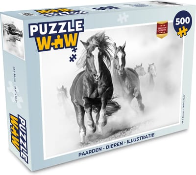 Puzzel Paarden - Dieren - Illustratie - Legpuzzel - Puzzel 500 stukjes