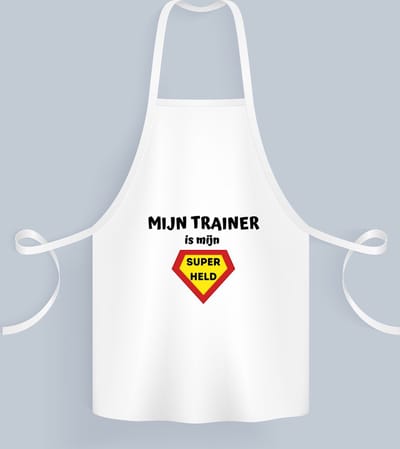Akyol - mijn trainer is mijn superheld Keukenschort - Trainer - super trainer - sport - verjaardag - cadeautje voor trainer - trainer artikelen - kado - geschenk - 82 bij 71 cm