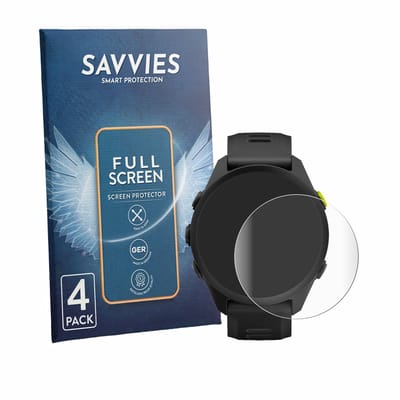Savvies - Screenprotector voor Garmin Forerunner 70/170/170 Music - Folie Beschermfolie transparant volledig dekking 4 Stuks