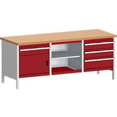 Werkbank met kast cubio KW-2078-2.4 purperrood