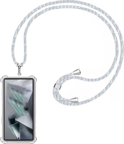 Telefoonkoord + Hoesje Geschikt voor Samsung Galaxy S24 Ultra - Lengte Verstelbaar - Telefoonketting - Shock Proof Case - Baby Blauw