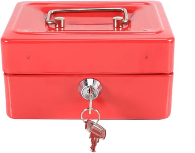 Mini Veiligheidsdoos - Geldkistje Kluis - Waardevolle Spullen Bewaren - Sleutel Slot Systeem - 15x12x7.5 cm - Zwart