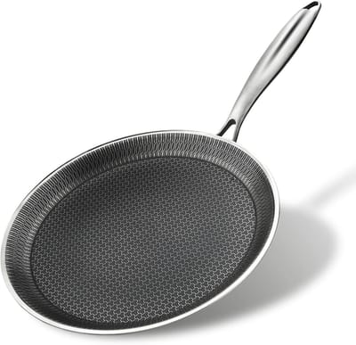 Crêpe Pan - Pannenkoekenpan Koekenpan - Lekkere Maaltijden Maken - Honingraat Structuur - 28 cm - Zilverkleurig