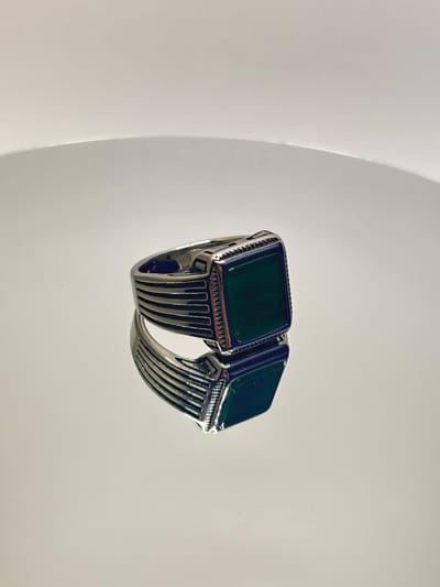 Zilverkleurige No-Fade Waterproof Groene Jade Zegelring 17mm - 316L RVS