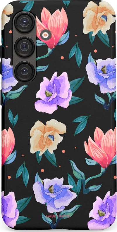 Casetastic hoesje geschikt voor Samsung Galaxy S25 - Dubbellaagse bescherming - Avondtuin - Fashion Case - Zwart Petrol Lavendel