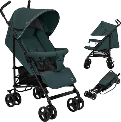 Lichtgewicht Kinderwagen - Inklapbare Buggy - Reizen met Kinderen - Eén Hand Inklapbaar - Tot 15 kg - Groen Grafiet
