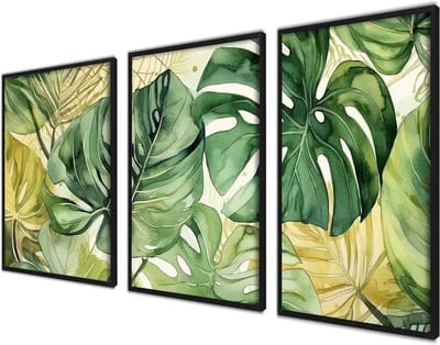 Poster Set - Wanddecoratie Prints - Woonkamer Inrichten - Set van 3 - 21x30 cm - Monstera Set