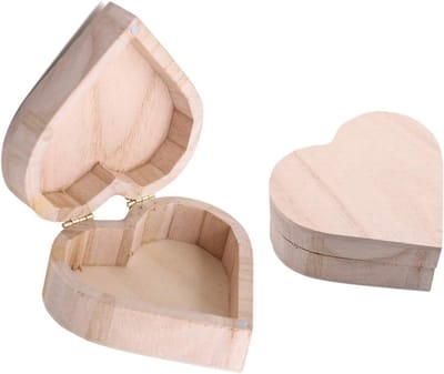 Houten Opbergdozen - Harten Kistjes - Doe-het-zelf Projecten - Natuurlijk Hout - 2 Stuks - Houtkleur