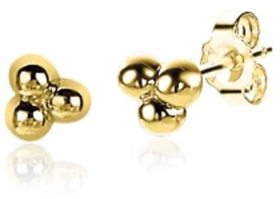 Zinzi zilveren oorknopjes 14K geel verguld 4mm 3 bolletjes ZIO2169G
