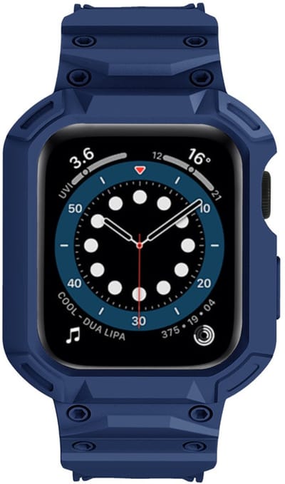 Siliconen bandje - met ingebouwde case - geschikt voor Apple Watch Series 10 (42 mm) - blauw