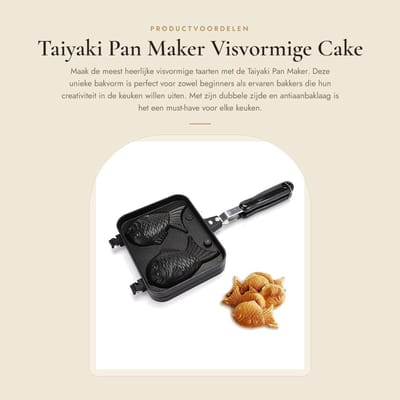 Dailygoods- Taiyaki Pan Dubbelzijdig - Non-stick Coating - Aluminiumlegering - 18x14x3.5cm - Voor Open Vlam - Visvormige Bakvorm - Wafelijzer