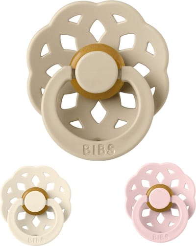 BIBS spenen maat 1 / 0-6 maanden Boheme Vanilla, Ivory, Blossom - Natuurrubber - Ronde speen