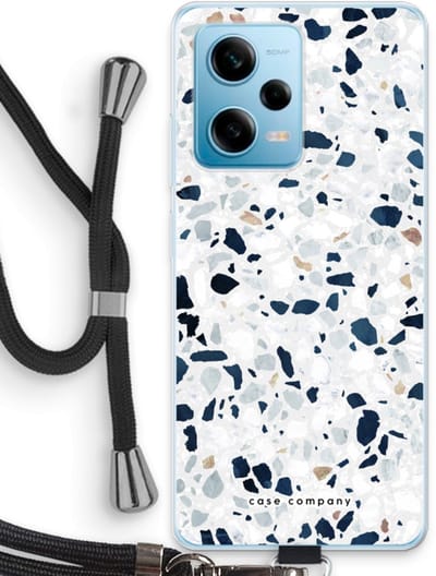 Case Company® - Hoesje met koord geschikt voor Xiaomi Redmi Note 12 Pro 5G hoesje met Koord - Terrazzo N°1 - Telefoonhoesje met Zwart Koord - Bescherming aan alle Kanten en Over de Schermrand