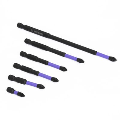 6 stuks paars anti-slip kop - schroefmachine - S2 staal - kruis kop - elektrische sterke magnetische boorkop