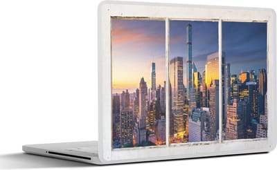 Laptop sticker - 15.6 inch - New York - Doorkijk - Skyline - 36x27,5cm - Laptopstickers - Laptop skin - Cover