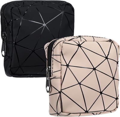 Menstruatie Tasjes - Sanitaire Opbergers - Discreet Opbergen - Waterafstotend Materiaal - 2 Stuks - Beige en Zwart
