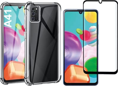 Hoesje geschikt voor Samsung Galaxy A41 - Transparant Shock Proof Case + Screen Protector Full