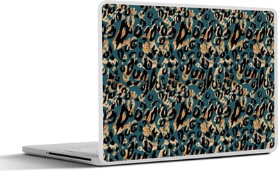 Laptop sticker - 12.3 inch - Tijgerprint - Dierenprint - Turquoise - 30x22cm - Laptopstickers - Laptop skin - Cover