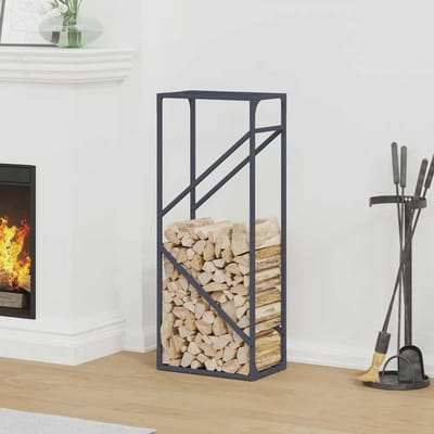 Houtrek Haardhout - Houtblokhouder Opslag - Haardhout Opslaan - Stabiel Koudgewalst Staal - 40x25x100 cm - Antraciet