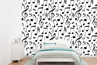 Behang - Fotobehang Muziek - Patronen - Zwart Wit - Breedte 360 cm x hoogte 260 cm