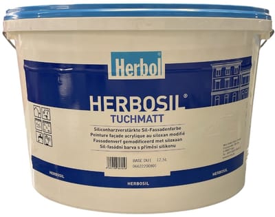 Herbol Herbosil Tuchmatt - Hoogwaardige matte gevelverf versterkt met siloxaanhars -12.5 L - RAL 9016 Verkeerswit