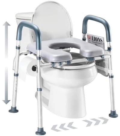 Verhoogde toiletbril met verstelbare hoogte en breedte voor ouderen en gehandicapten