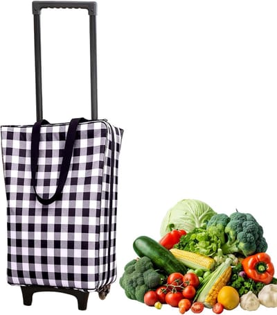 Opvouwbare Kruiwagen - Winkelwagen Met Wielen - Boodschappen Vervoeren - Groot Draagvermogen - 45x30cm