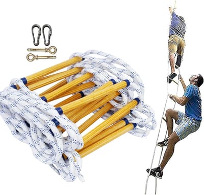 Touwladder - Noodladder Klimtouw - Veilige Ontsnapping - Antislip Ontwerp - 10 m - Zwart