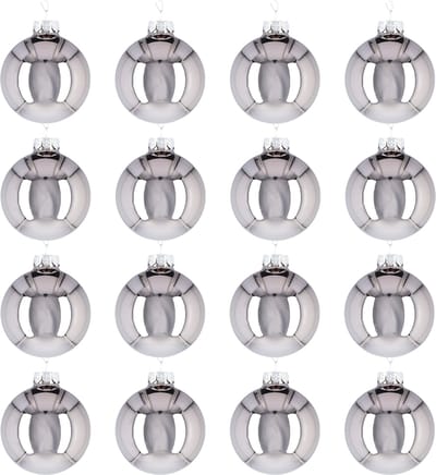 Glazen kerstballen - Set van 16 stuks/80mm - Luxe kerst decoratie - Sfeervolle kerstversiering voor in de kerstboom - Glas - Zilver Glans