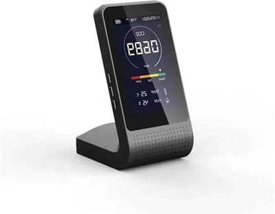 CO2 Detector - Luchtkwaliteit Sensor - Binnenlucht Meten - 4 Kleuren Alarm - 143mm Lengte - Zwart