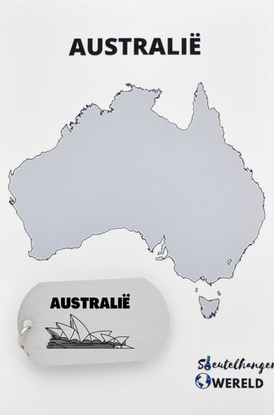 Australië Sleutelhanger inclusief kaart – Australië cadeau – beste land- Leuk kado voor je Vriend om te geven - 2.9 x 5.4CM