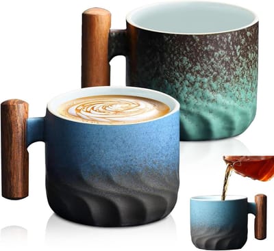 Ronte - Set van 2 porseleinen koffie- en theekopjes, 70 ml, keramische mokken voor espresso, cappuccino en latte. Tijdloos design voor koffieliefhebbers.